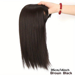 Women's Topper with Bangs Clip-On Hair Piece Covering Thinning Gray Hair