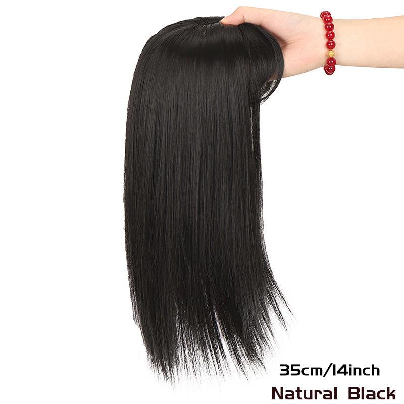 Women's Topper with Bangs Clip-On Hair Piece Covering Thinning Gray Hair