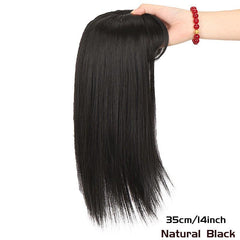 Women's Topper with Bangs Clip-On Hair Piece Covering Thinning Gray Hair