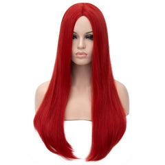 Long Red Straight Hair Wig Natural Synthetic Wigs For Daily Party Halloween