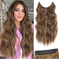 45-72cm Invisible Wire Hair Extensions Long Wavy Secret Hairpiece