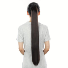 Straight Clip Hairpiece False Hair Ponytail Wig for Women