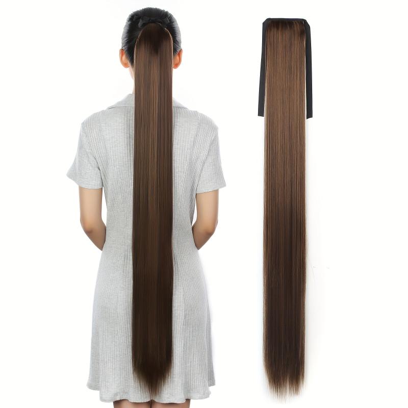 Straight Clip Hairpiece False Hair Ponytail Wig for Women