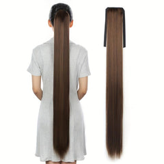 Straight Clip Hairpiece False Hair Ponytail Wig for Women