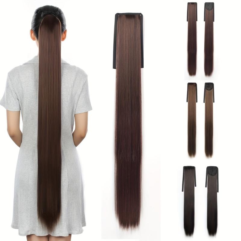 Straight Clip Hairpiece False Hair Ponytail Wig for Women