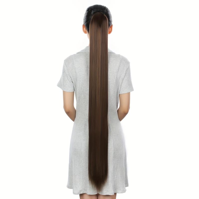 Straight Clip Hairpiece False Hair Ponytail Wig for Women