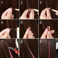 Colorful Wig Set Feather Hair Synthetic Hair Extension Kit
