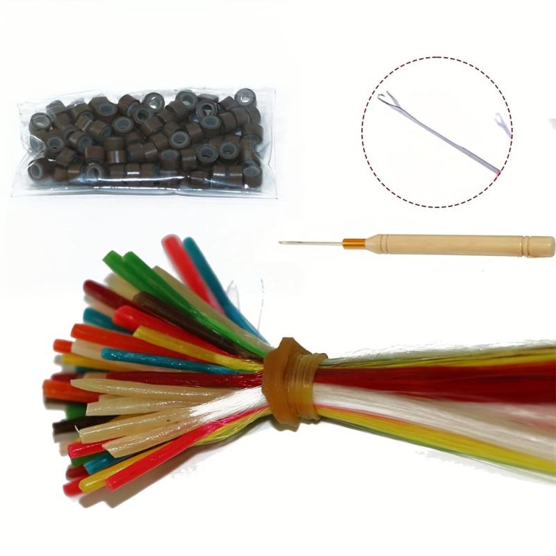 Colorful Wig Set Feather Hair Synthetic Hair Extension Kit