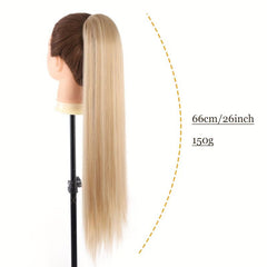 Long Straight Drawstring Ponytail Blonde 613 Synthetic Clip In Hair Extensions