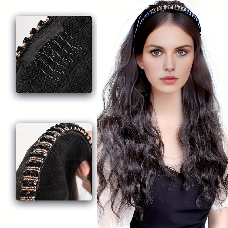 Synthetic Headband Wigs Natural Seamless Clip In Hair Extensions