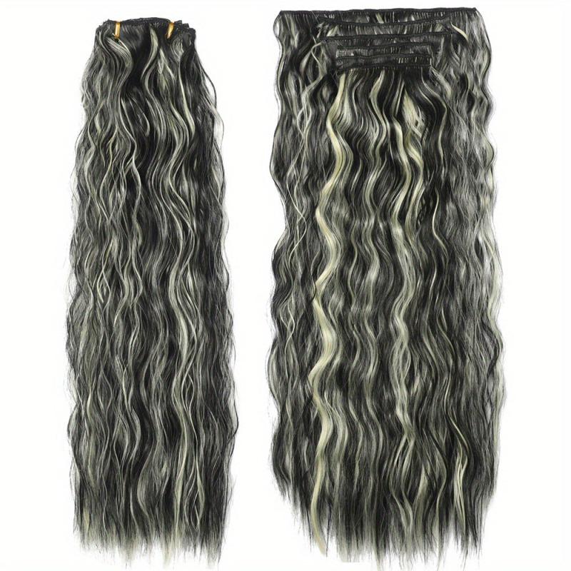 6Pcs Set 50 Long Culy Hairpiece 16 Clips In Hair Extension Synthetic Wavy Hair