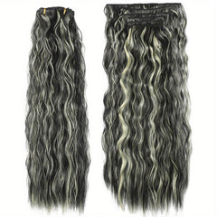 6Pcs Set 50 Long Culy Hairpiece 16 Clips In Hair Extension Synthetic Wavy Hair