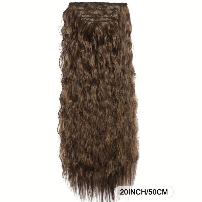 6Pcs Set 50 Long Culy Hairpiece 16 Clips In Hair Extension Synthetic Wavy Hair