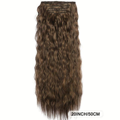 6Pcs Set 50 Long Culy Hairpiece 16 Clips In Hair Extension Synthetic Wavy Hair