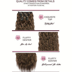 6Pcs Set 50 Long Culy Hairpiece 16 Clips In Hair Extension Synthetic Wavy Hair