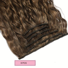 6Pcs Set 50 Long Culy Hairpiece 16 Clips In Hair Extension Synthetic Wavy Hair