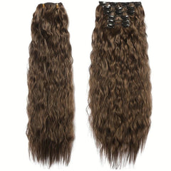 6Pcs Set 50 Long Culy Hairpiece 16 Clips In Hair Extension Synthetic Wavy Hair
