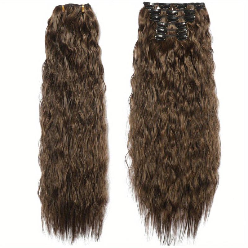 6Pcs Set 50 Long Culy Hairpiece 16 Clips In Hair Extension Synthetic Wavy Hair