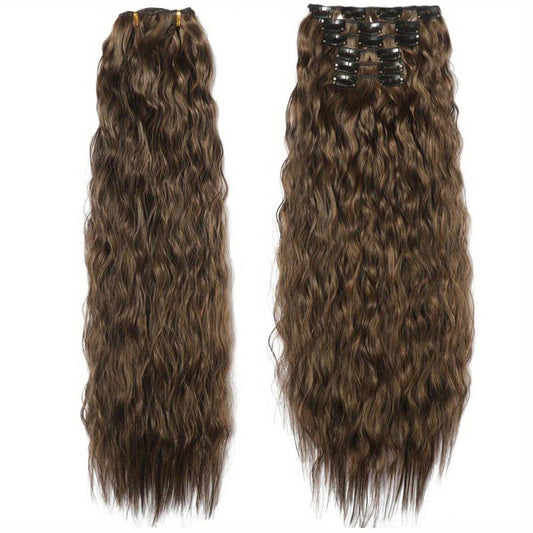 6Pcs Set 50 Long Culy Hairpiece 16 Clips In Hair Extension Synthetic Wavy Hair