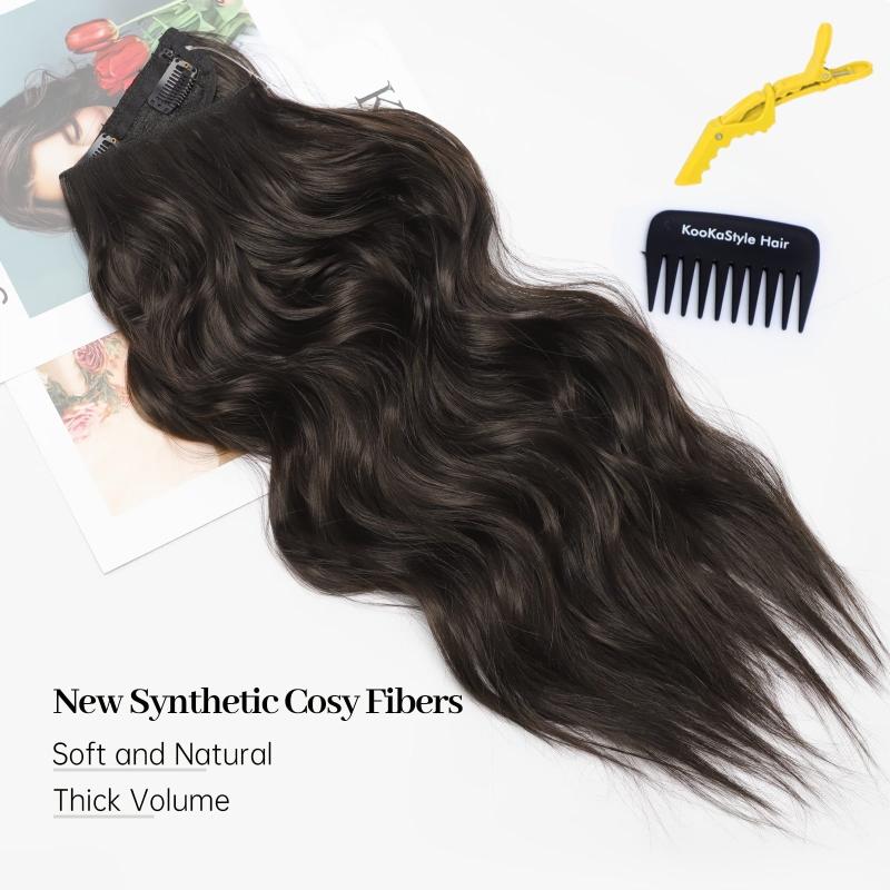 Long Curly Hair Pieces Clip In Extensions Synthetic Natural Daily Use 55