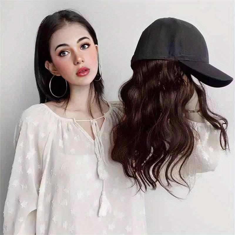 Baseball Cap with Long Wavy Hair Extension Synthetic Wig Hat