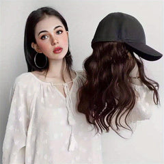 Baseball Cap with Long Wavy Hair Extension Synthetic Wig Hat