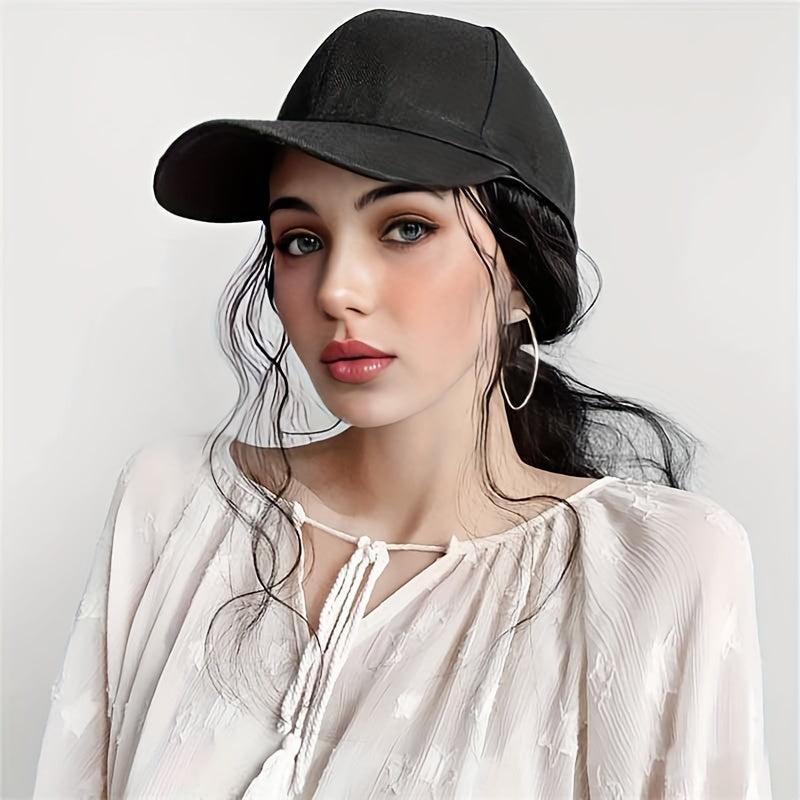 Baseball Cap with Long Wavy Hair Extension Synthetic Wig Hat