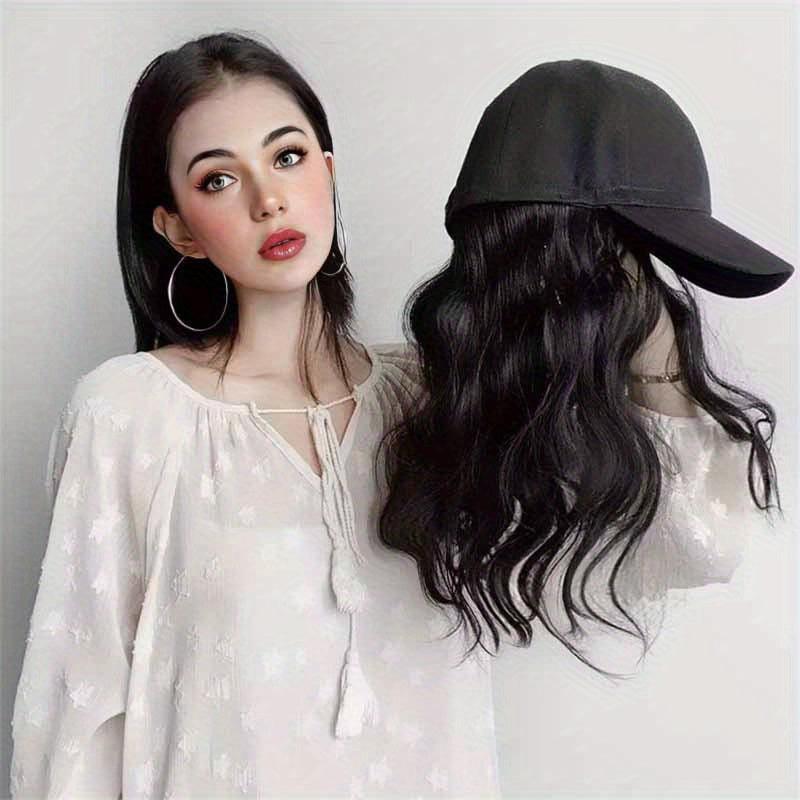 Baseball Cap with Long Wavy Hair Extension Synthetic Wig Hat