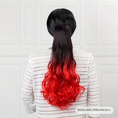 Ombre Long Curly Wavy Ponytail Extensions Synthetic Clip In Hair Extensions