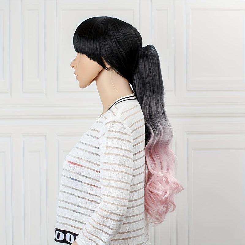 Ombre Long Curly Wavy Ponytail Extensions Synthetic Clip In Hair Extensions