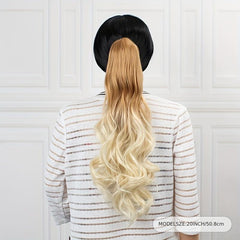 Ombre Long Curly Wavy Ponytail Extensions Synthetic Clip In Hair Extensions
