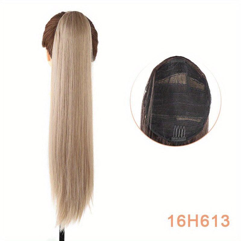 Long Straight Drawstring Ponytail Extensions Synthetic Clip In Hair Natural Look