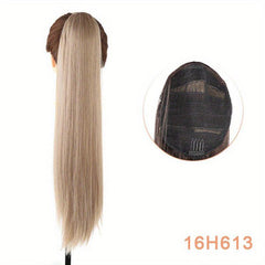 Long Straight Drawstring Ponytail Extensions Synthetic Clip In Hair Natural Look