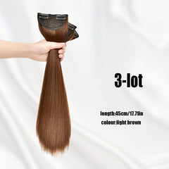 3pcs Long Straight Hair Pieces Synthetic Clip In Hair Extensions Natural Look