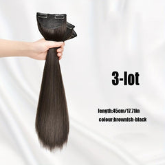 3pcs Long Straight Hair Pieces Synthetic Clip In Hair Extensions Natural Look