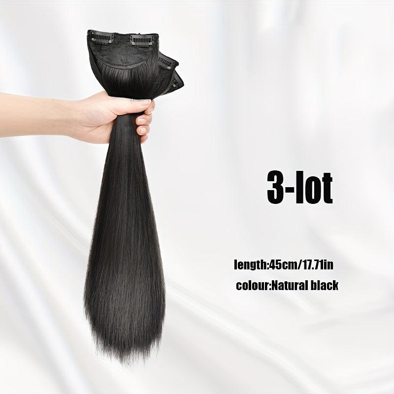 3pcs Long Straight Hair Pieces Synthetic Clip In Hair Extensions Natural Look