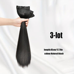 3pcs Long Straight Hair Pieces Synthetic Clip In Hair Extensions Natural Look