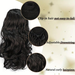 Long Curly Wavy Ponytail Extension Synthetic Hairpiece