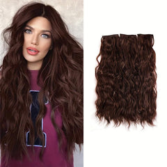 Long Curly Wavy Hair Pieces Synthetic Clip In Hair Extensions For Daily Use