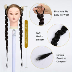 60 96 Cm Braided Ponytail Synthetic Hair Rope Natural Look Daily Use