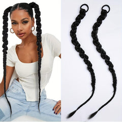 60 96 Cm Braided Ponytail Synthetic Hair Rope Natural Look Daily Use