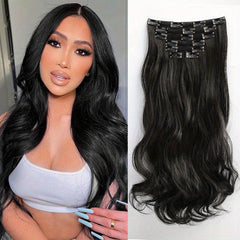6pcs Long Wavy Hair Pieces Synthetic Clip In Extensions for Daily Use