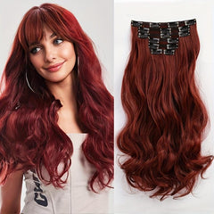 6pcs Long Wavy Hair Pieces Synthetic Clip In Extensions for Daily Use