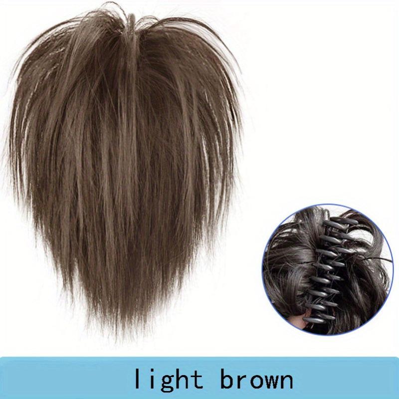 Short Straight Synth Hair Buns Claw Tousled Updo Messy Ponytail