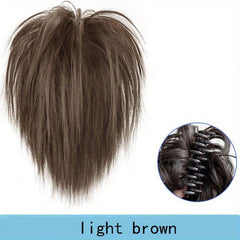 Short Straight Synth Hair Buns Claw Tousled Updo Messy Ponytail
