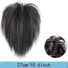 Short Straight Synth Hair Buns Claw Tousled Updo Messy Ponytail