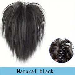 Short Straight Synth Hair Buns Claw Tousled Updo Messy Ponytail
