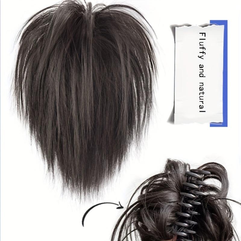 Short Straight Synth Hair Buns Claw Tousled Updo Messy Ponytail