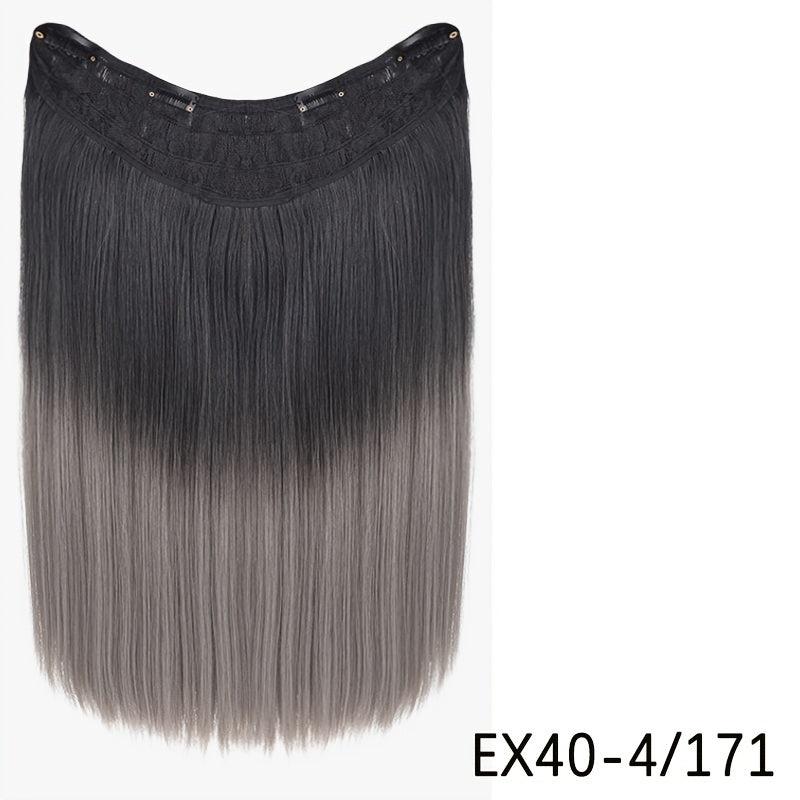 Ombre Long Straight Hair Pieces Synthetic Clip In Hair Extensions
