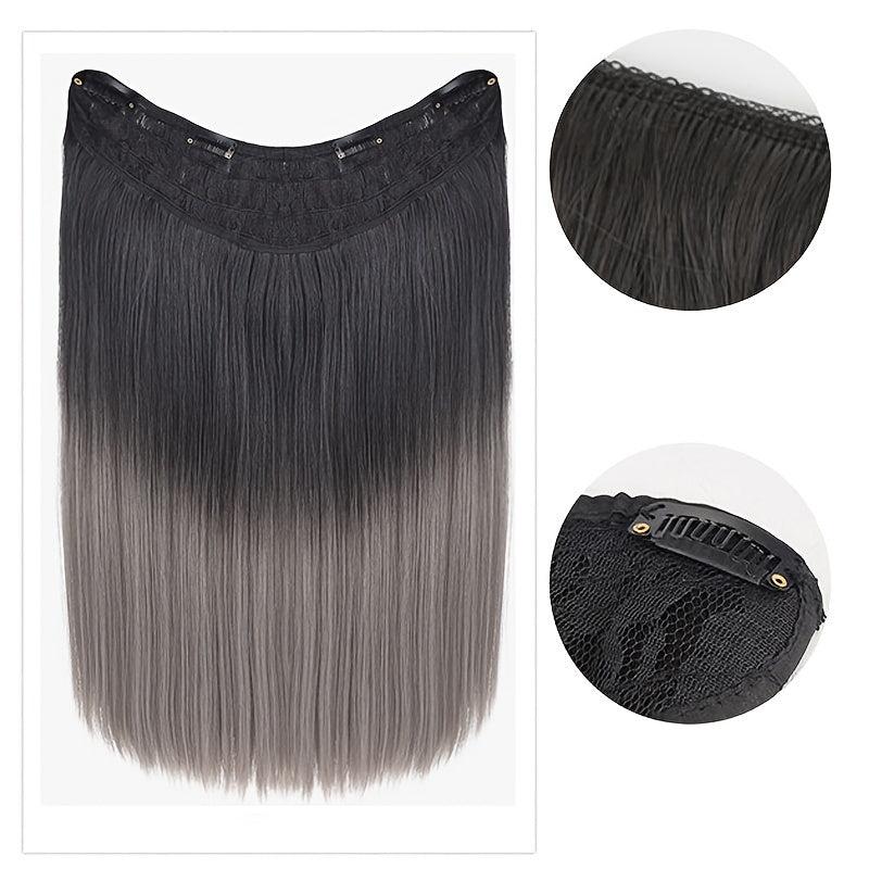 Ombre Long Straight Hair Pieces Synthetic Clip In Hair Extensions